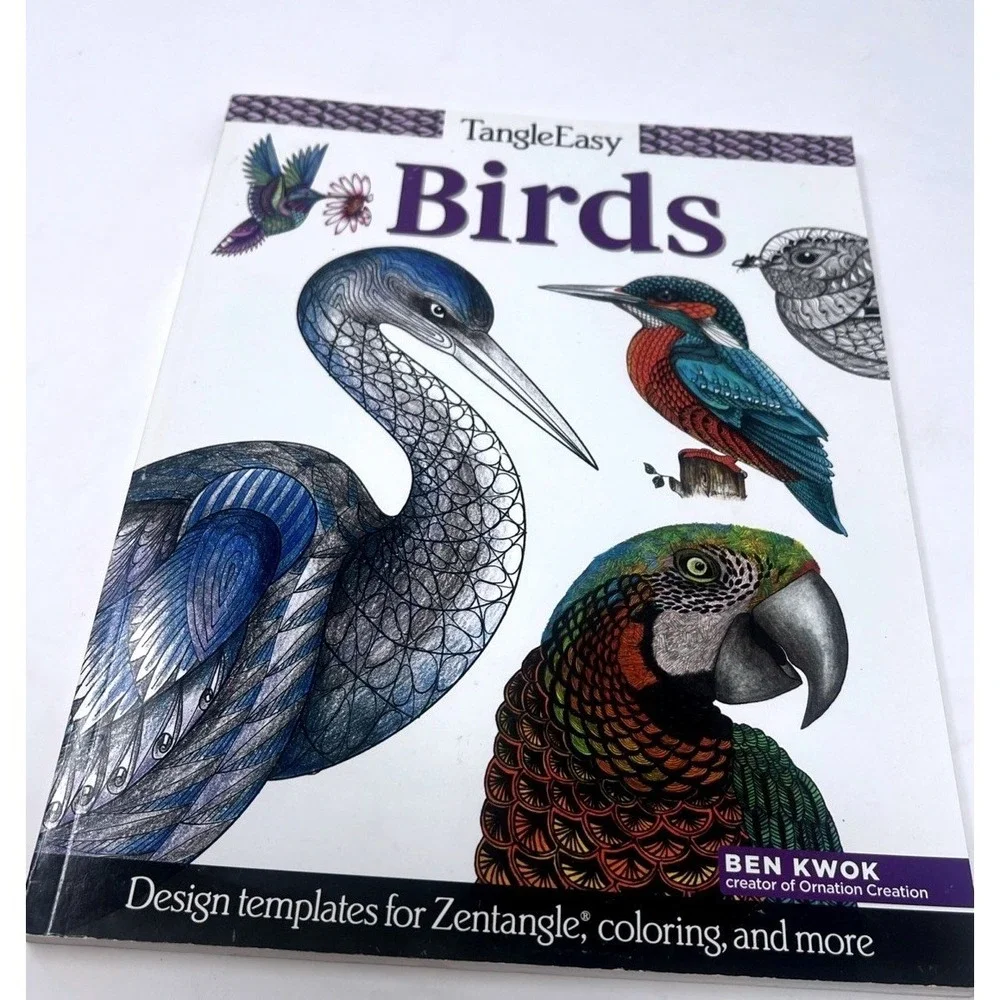 TangleEasy Birds Ben Kwok Zentangle Design Templates Coloring Art Book NEW NOS